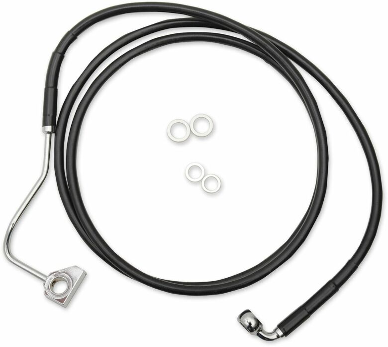 Brake Line Kit Extended Upper Front Length Black Vinyl/Stainless Steel + 8"