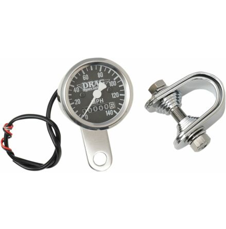 Mechanical Speedometer 1.8&quot; 2:1 Chrome Housing Black Face