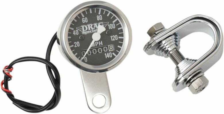 Mechanical Speedometer 1.8" 2:1 Chrome Housing Black Face