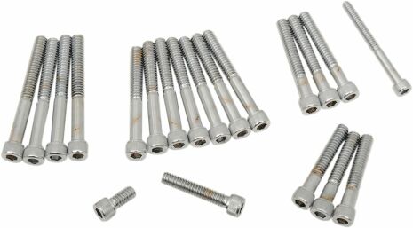 Chrome Socket-Head Primary/Cam Cover Bolt Kit Knurled