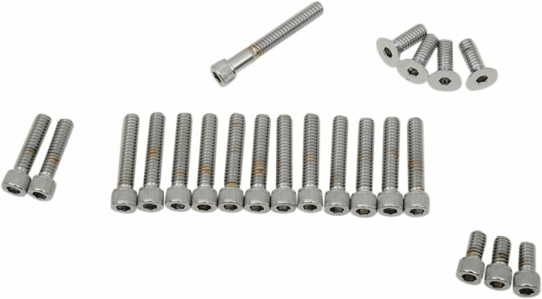 Chrome Socket-Head Primary/Cam Cover Bolt Kit Knurled