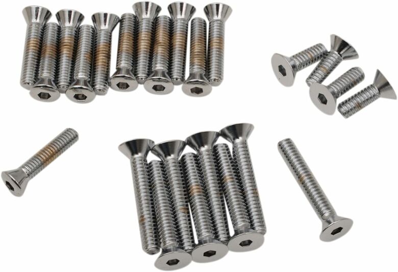 Chrome Socket-Head Primary/Cam Cover Bolt Kit Knurled