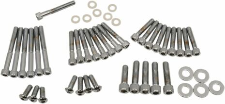 Chrome Socket-Head Primary/Cam Cover Bolt Kit Knurled