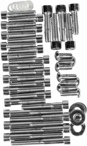 Chrome Socket-Head Primary/Cam Cover Bolt Kit Smooth