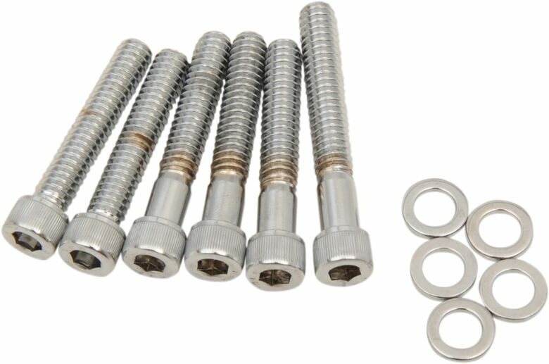 Chrome Socket-Head Cam Cover Bolt Kit Knurled