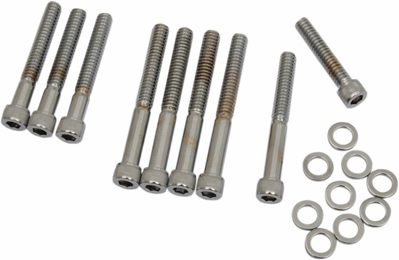 Chrome Socket-Head Cam Cover Bolt Kit Knurled