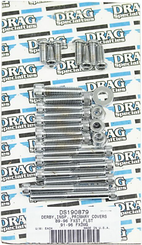 Chrome Socket-Head Primary Cover Bolt Kit Knurled