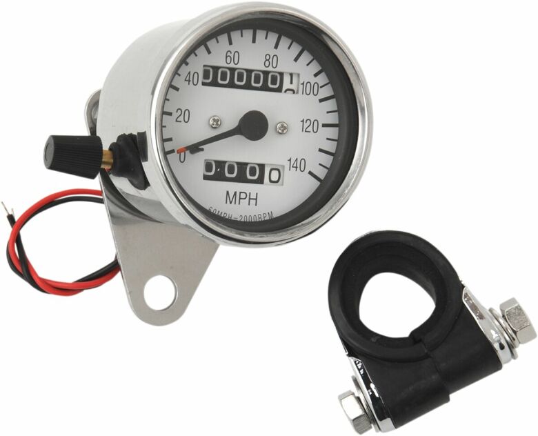 Mechanical Speedometer 2:1 Wht Speedo W/Trip Mtr