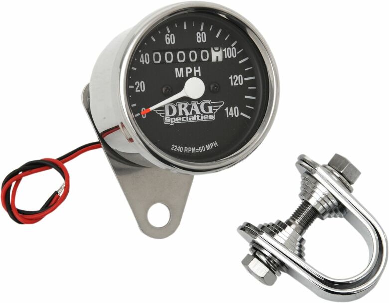 Mechanical Speedometer 2.4" 2240:60 Chrome Black Face