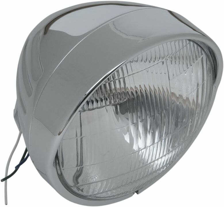 Headlight 6.5" W/ Visor Grooved Chrome 60/55W