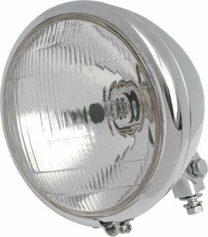 Headlight 6.5" Chrome Bottom-Mount 55/100W