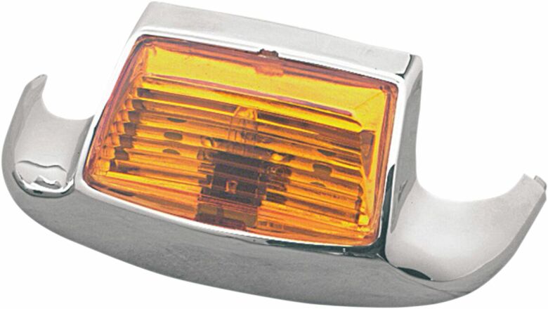 Front Fender Tip Light Amber Lens Chrome