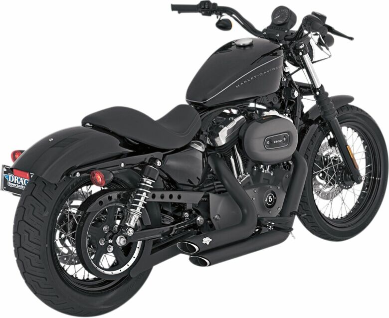 Avgassystem Shortshots Staggered Svart - 04-13 Sportster