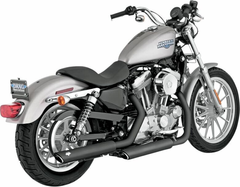 Slip-On 3" Round Twin Slash Svart - 04-13 Sportster